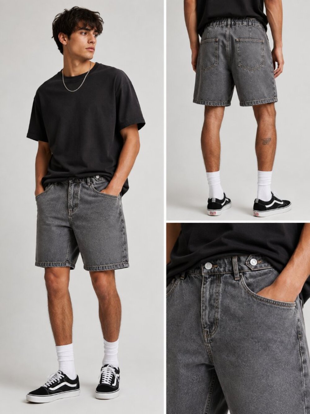 ASOS DESIGN Gray Denim Utility Shorts W32 Charcoal Relaxed Fit NWT Cotton